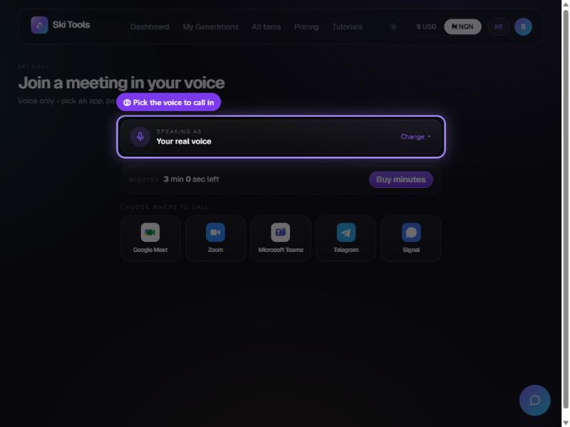 Ski Call step 3: Pick a voice