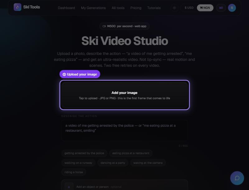 Ski Video Studio step 2: Upload your image