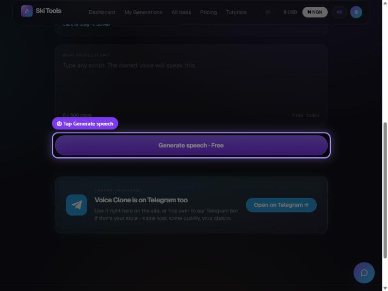 Voice Clone step 4: Generate
